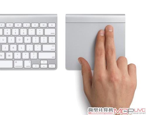 除了Apple Magic Mouse鼠标，Apple iMac提供的Magic Trackpad触控板(可选)对于专业用户而言更合适一些。